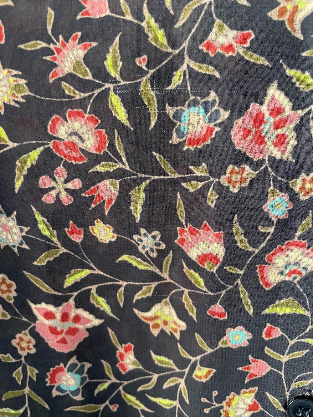 Frank & Oak Navy Floral Button-Up Blouse - Picture 2 of 7